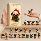 Pug Countdown Calendar 2026, 24 Three-Dimensional Figures