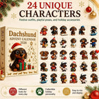 2026 Dachshund Advent Calendar 24 Days 3D Dog Figurines Christmas Ornaments