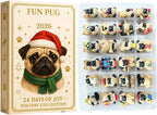 Pug Countdown Calendar 2026, 24 Three-Dimensional Figures