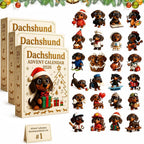 2026 Dachshund Advent Calendar 24 Days 3D Dog Figurines Christmas Ornaments