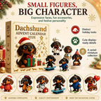 2026 Dachshund Advent Calendar 24 Days 3D Dog Figurines Christmas Ornaments