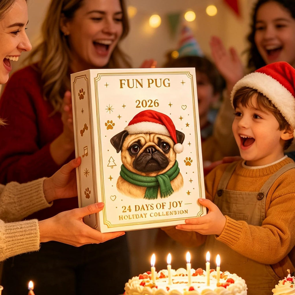 Pug Countdown Calendar 2026, 24 Three-Dimensional Figures