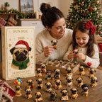 Pug Countdown Calendar 2026, 24 Three-Dimensional Figures