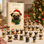 Pug Countdown Calendar 2026, 24 Three-Dimensional Figures