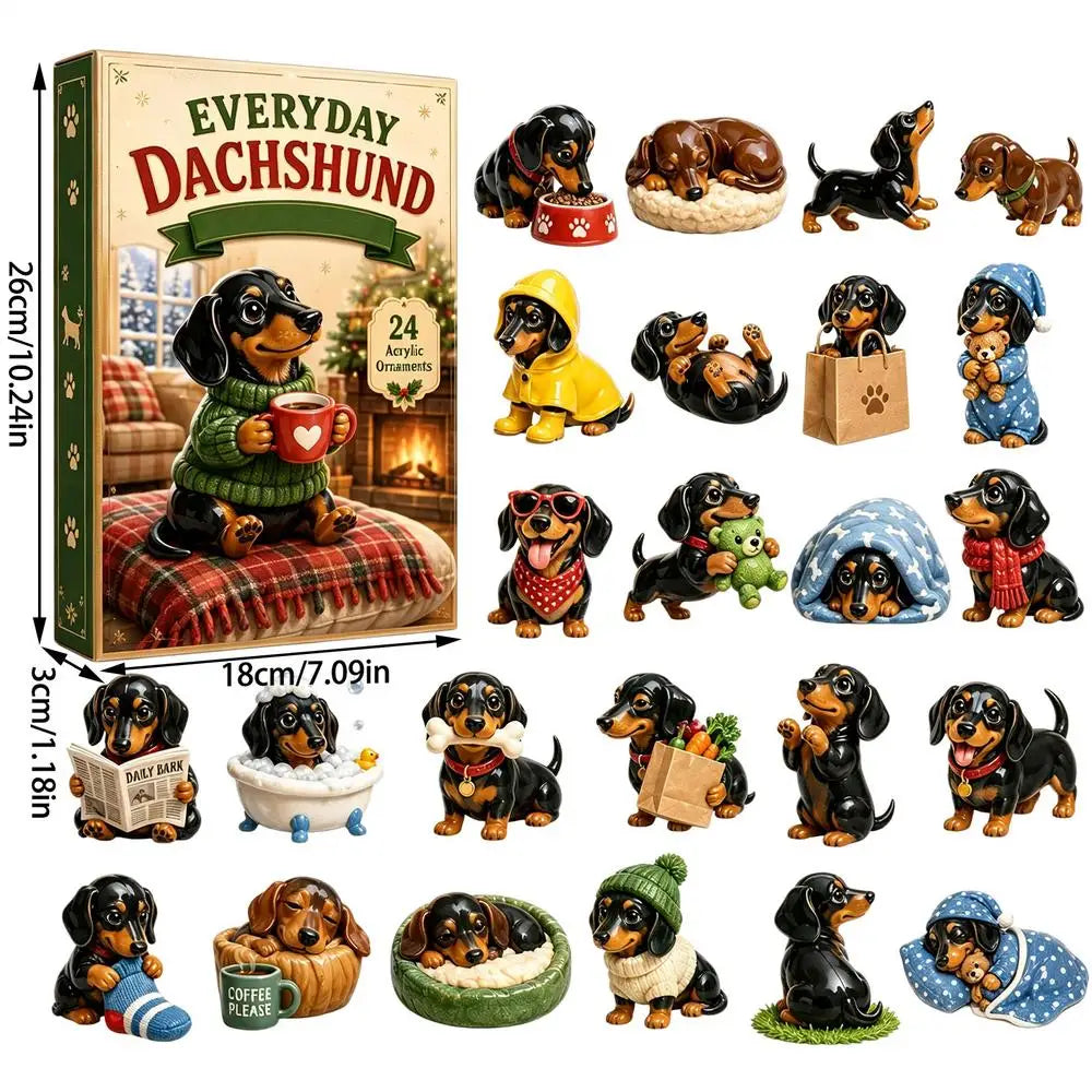 2026 Christmas Countdown Calendar 2D 24-Day Advent Cute Decor Dog Christmas Calendar Countdown Box for Kids Boys Girls Family