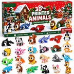 2026 Christmas Advent Calendar – 24 Mini 3D-Printed Articulated Animal Figurines, Big-Eyed Fidget Toys for Kids Ages 6+