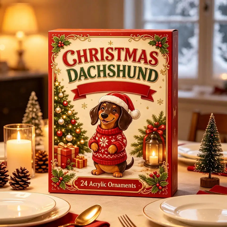 2026 Christmas Countdown Calendar 2D 24-Day Advent Cute Decor Dog Christmas Calendar Countdown Box for Kids Boys Girls Family
