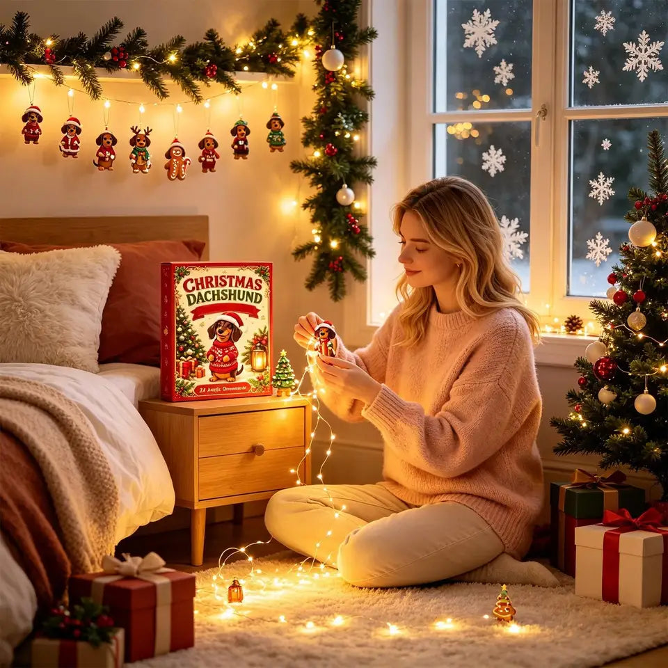 2026 Christmas Countdown Calendar 2D 24-Day Advent Cute Decor Dog Christmas Calendar Countdown Box for Kids Boys Girls Family