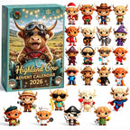Highland Cow Figures Advent Calendar 2026, 24PCS Decorative Hanging Ornament Countdown Calendar Christmas Gift Supplies