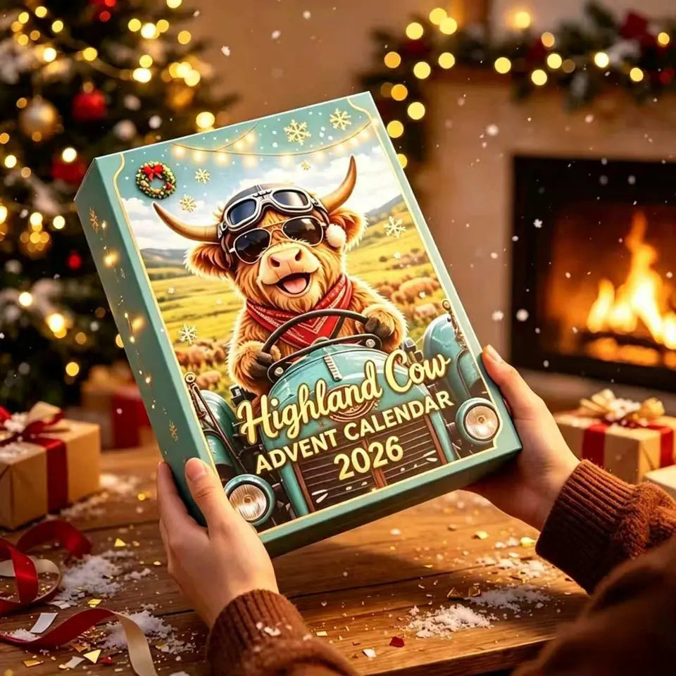 Highland Cow Figures Advent Calendar 2026, 24PCS Decorative Hanging Ornament Countdown Calendar Christmas Gift Supplies