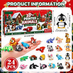 2026 Christmas Advent Calendar – 24 Mini 3D-Printed Articulated Animal Figurines, Big-Eyed Fidget Toys for Kids Ages 6+
