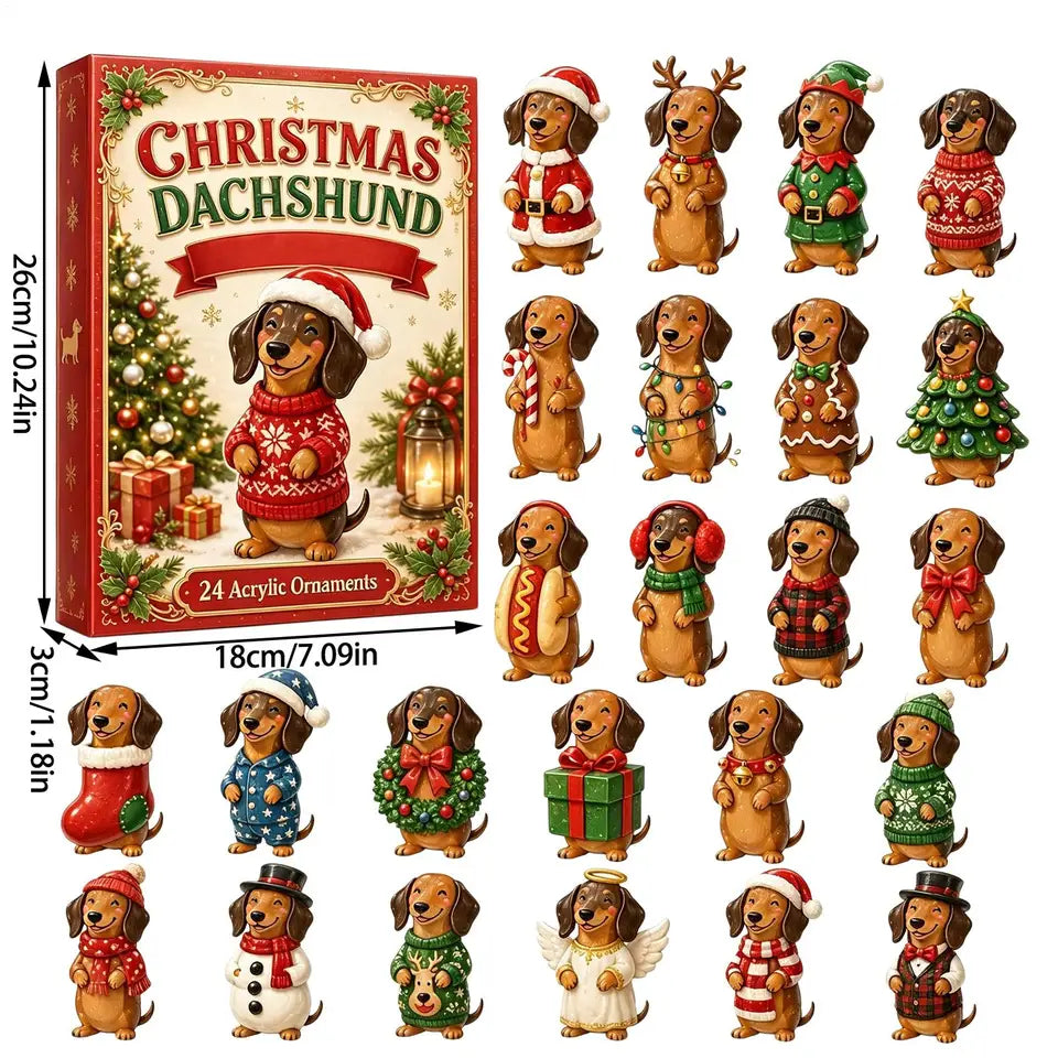 2026 Christmas Countdown Calendar 2D 24-Day Advent Cute Decor Dog Christmas Calendar Countdown Box for Kids Boys Girls Family