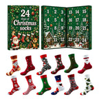 Christmas Advent Calendar 2026 Socks Set 24 Days Countdown Holiday Warm Novelty Socks Gift Box for Women Men